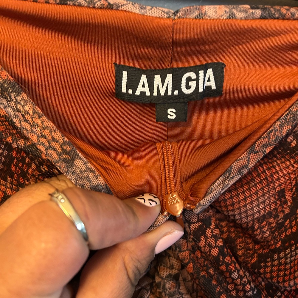 I.Am.Gia pants -ruched Snakeskin Print Pants in brown/rust - Picture 4 of 11